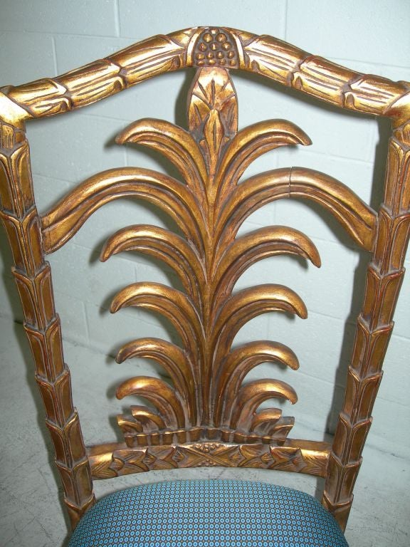 Set of Four Carved Gilt Italian Chairs In Excellent Condition For Sale In Los Angeles, CA