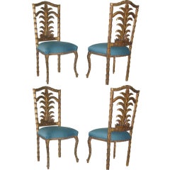 Set of Four Carved Gilt Italian Chairs