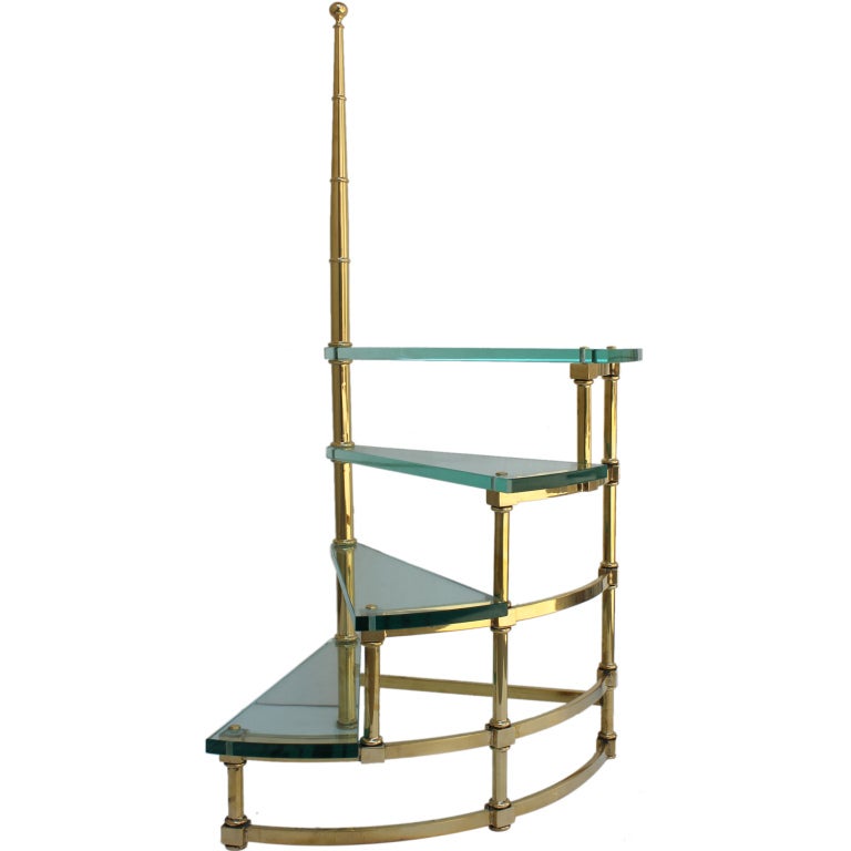 Fontana Arte Glass and Brass Library Ladder