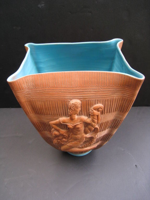 Italian Monumental Ugo Zaccagnini Large Terracotta Vase