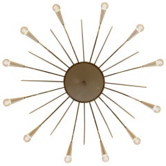 3 Foot Italian Brass and Ivory Metal Ceiling Mount Chandelier