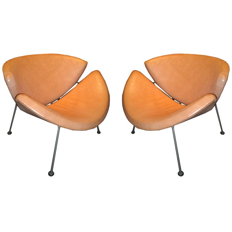Pair of Early Pierre Paulin "Orange Slice" Chairs