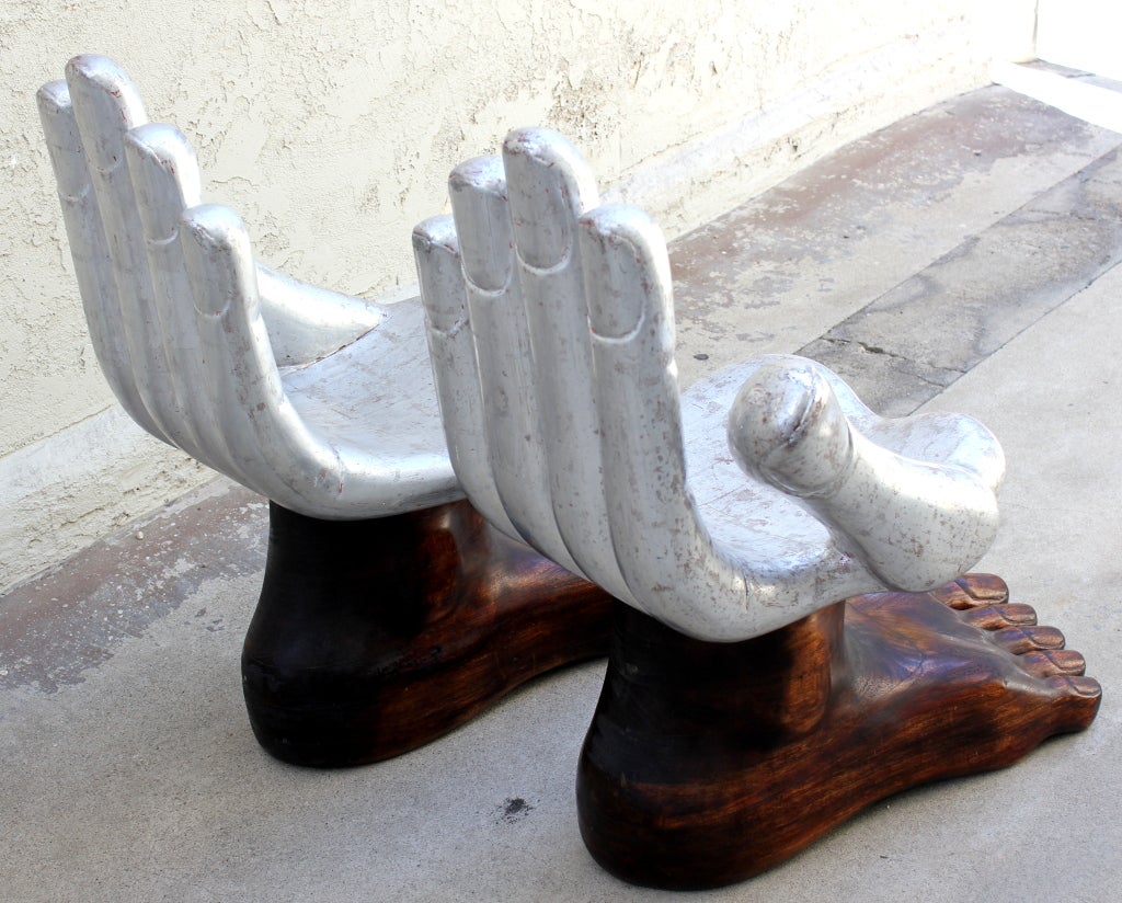 Rare Pair of Pedro Friedeberg Hand Foot Chairs at 1stdibs
