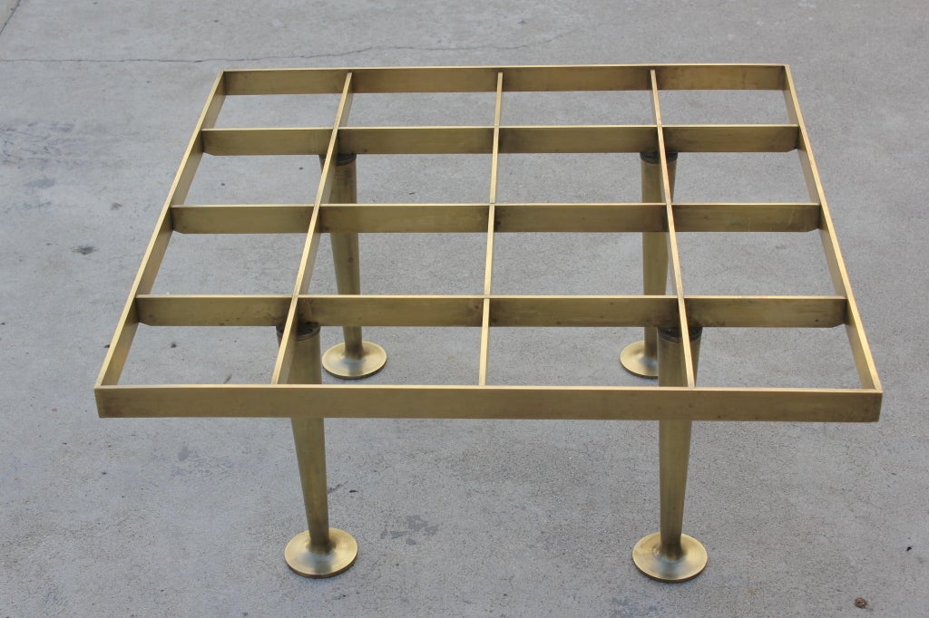 Arturo Pani Brass Cocktail Table with Glass. Executed in Mexico City by Talleres Chacon.