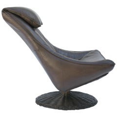 Large Gerard van den Berg Swivel Leather Lounge Chair