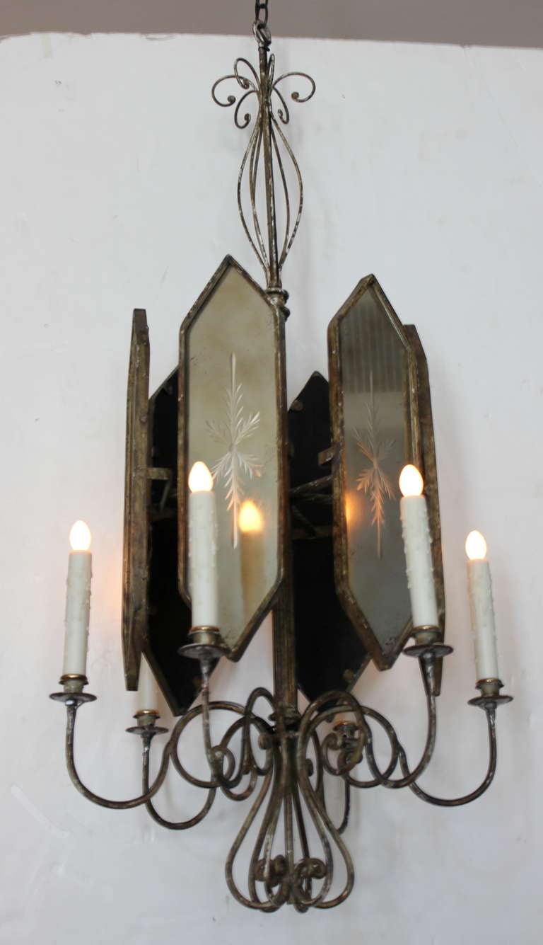 Pair of Iron and Mirror Lanterns.from the 1950s   Rewired.
