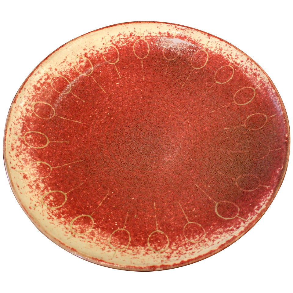 Large 17" Diameter  Ox Blood Studio Ceramic Platter