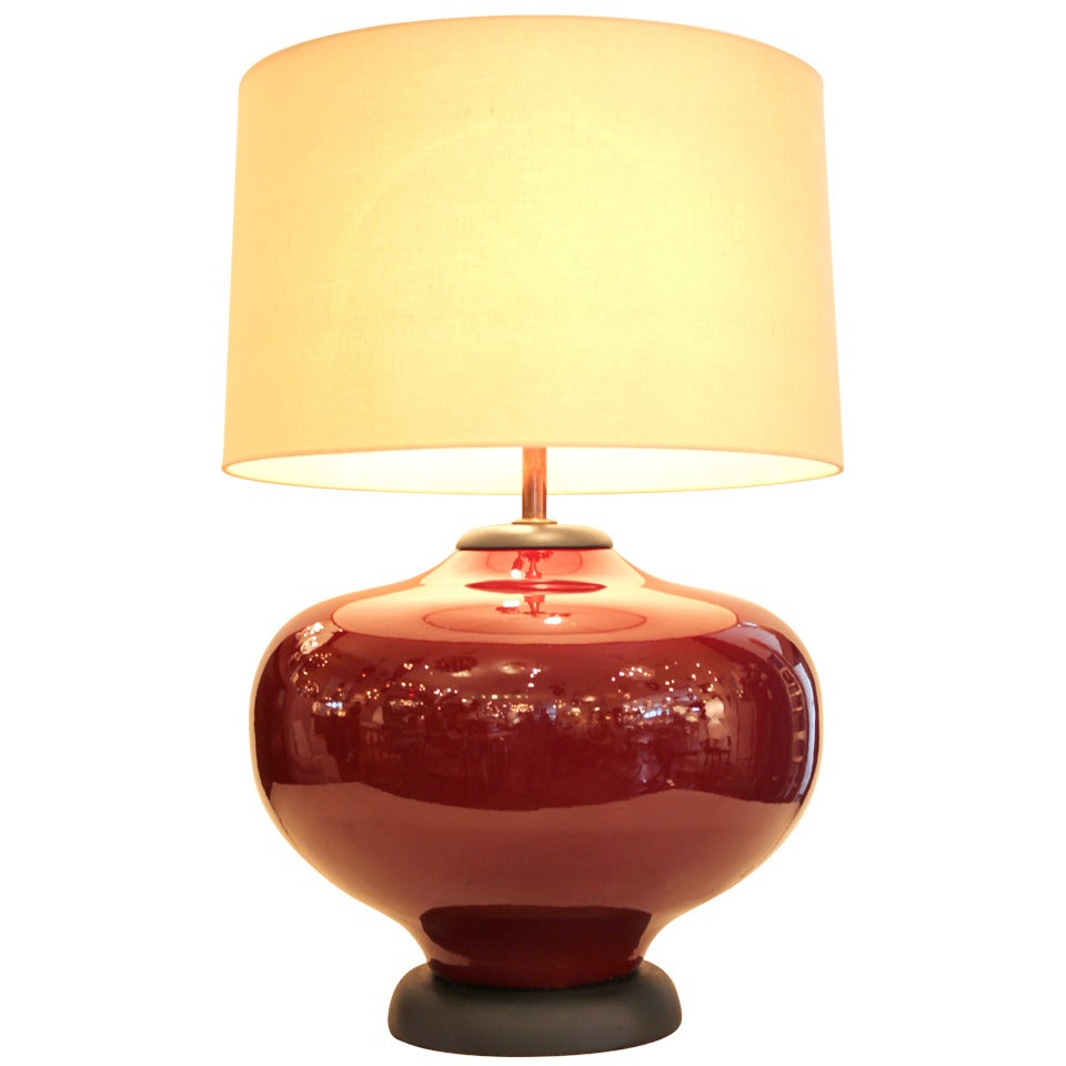 Large Oxblood Ceramic Lamp For Sale