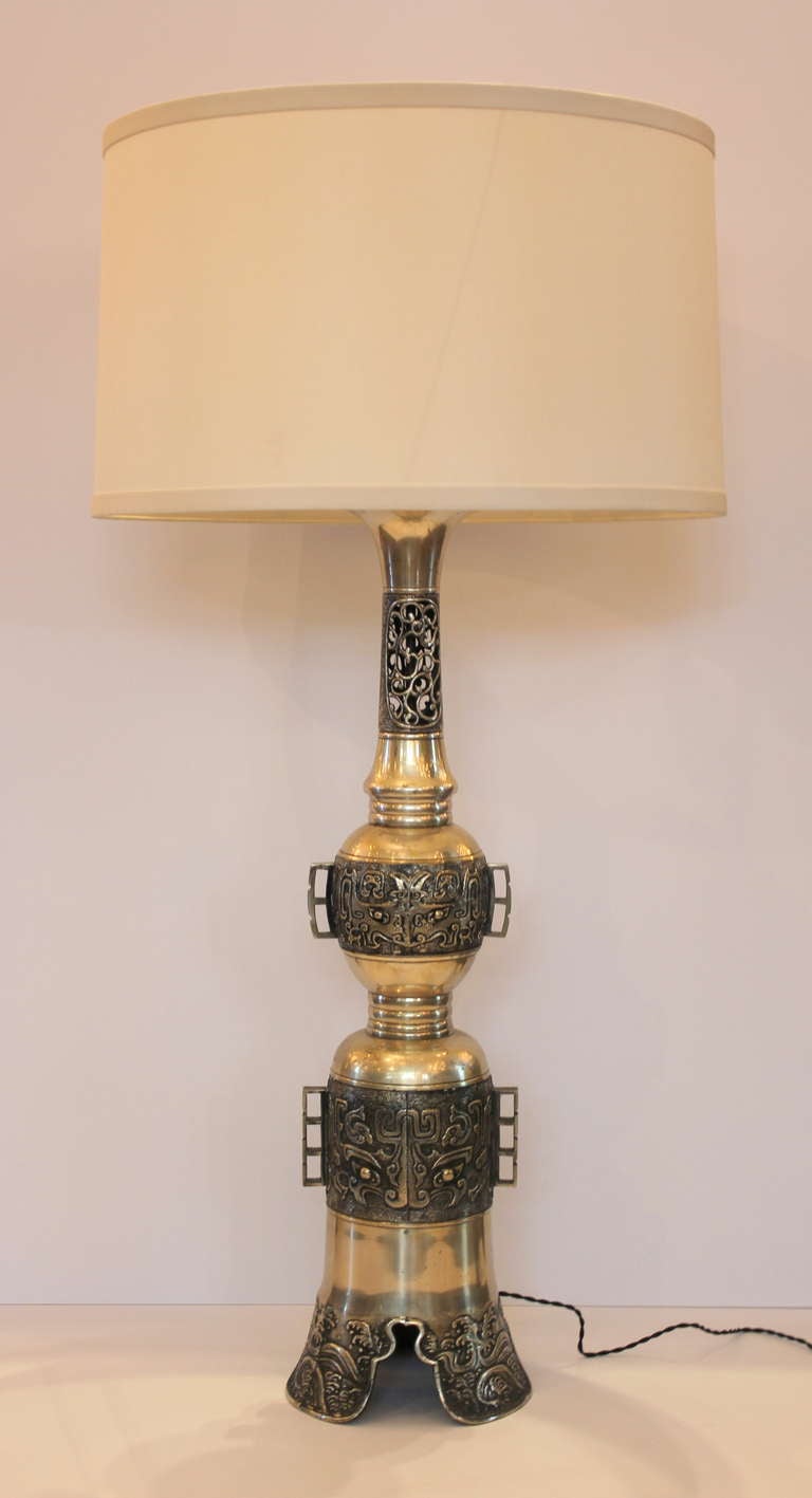 Pair of Asian Brass Lamps.
Lamp shades are $375 each additional.
Newly rewired