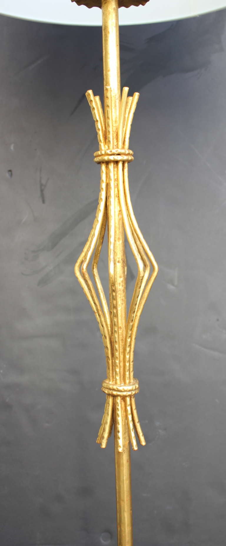 22kt Gilt Spanish Floor Lamp In Excellent Condition For Sale In Los Angeles, CA