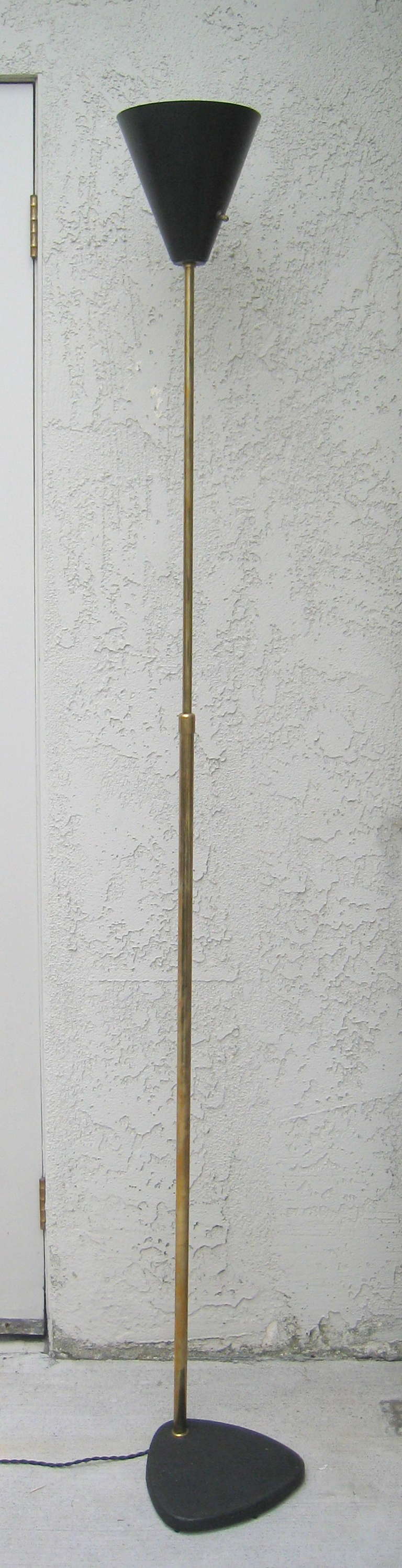 Single Cone Italian Floor Lamp   The Rod Adjusts in Height.  
Rewired