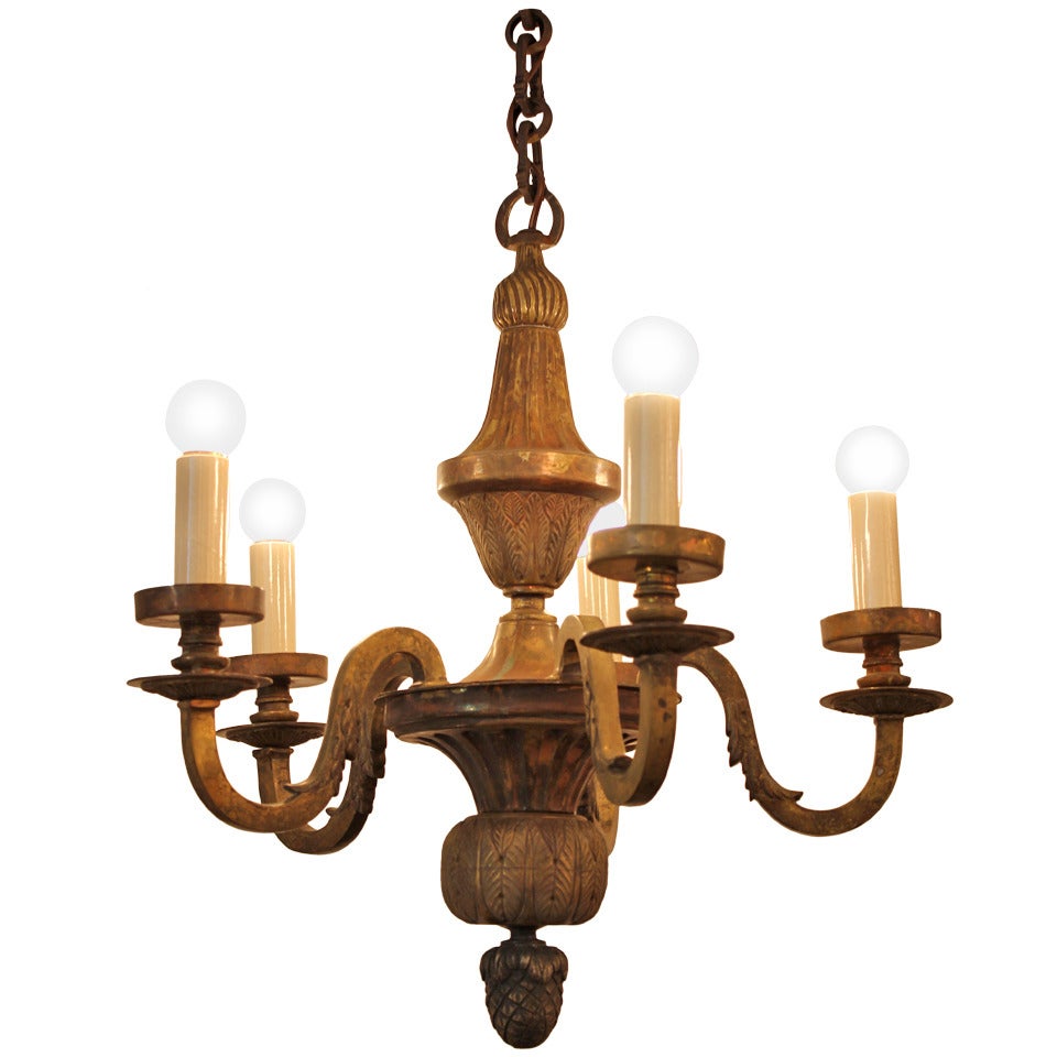 French Early 20th Century  Bronze Chandelier For Sale