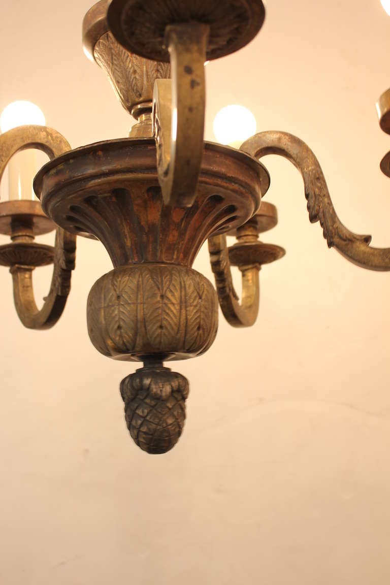 French Early 20th Century  Bronze Chandelier For Sale 1