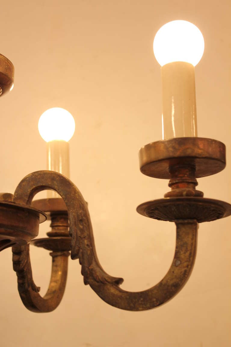French Early 20th Century  Bronze Chandelier For Sale 2