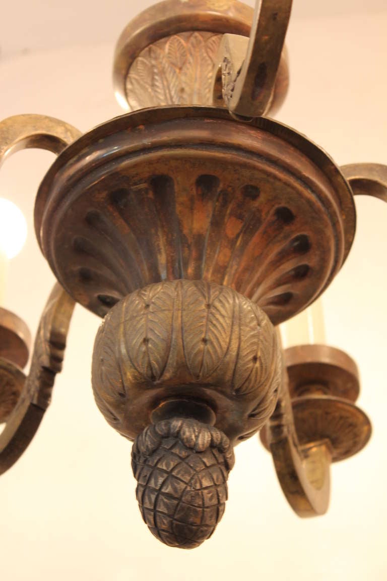 French Early 20th Century  Bronze Chandelier For Sale 3