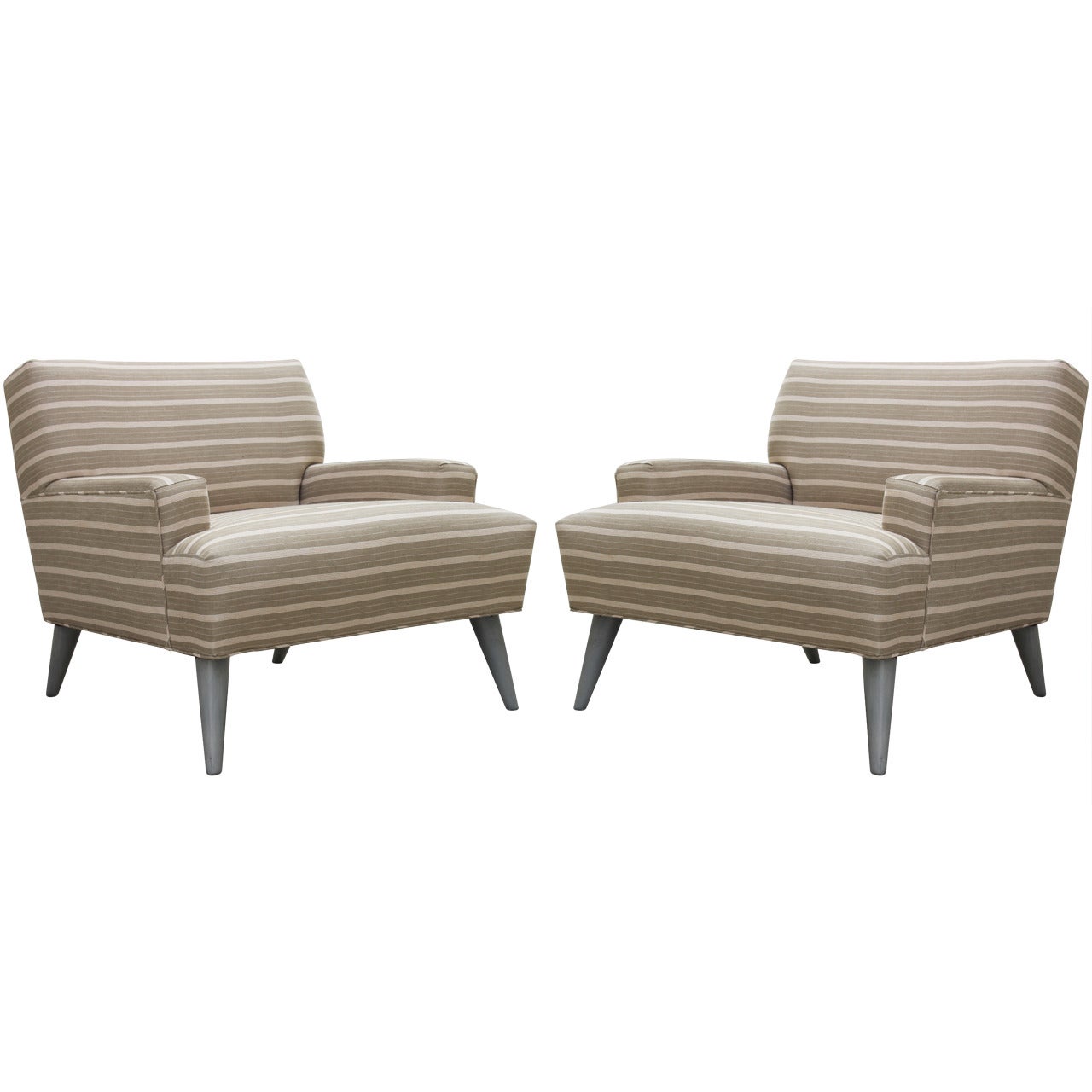Pair of  Linen  Club Chairs