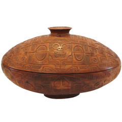 Carved Wooden Box with Removable Lid