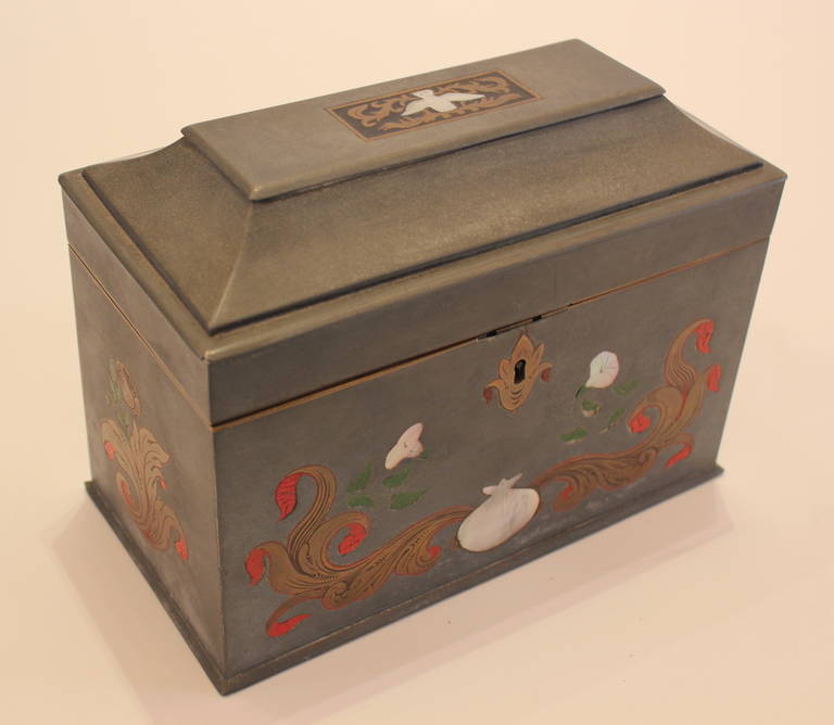 English Pewter Tea Caddy Box