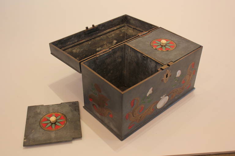 Brass Pewter Tea Caddy Box