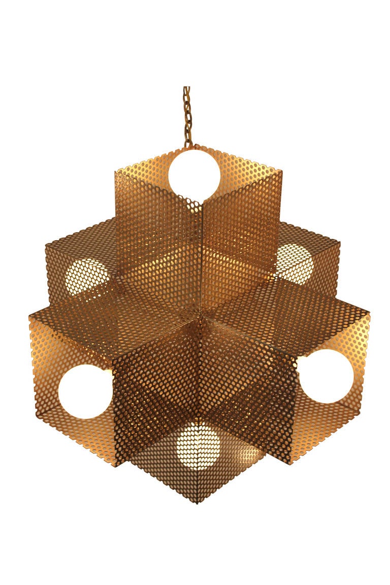 Large Perforated X Chandelier