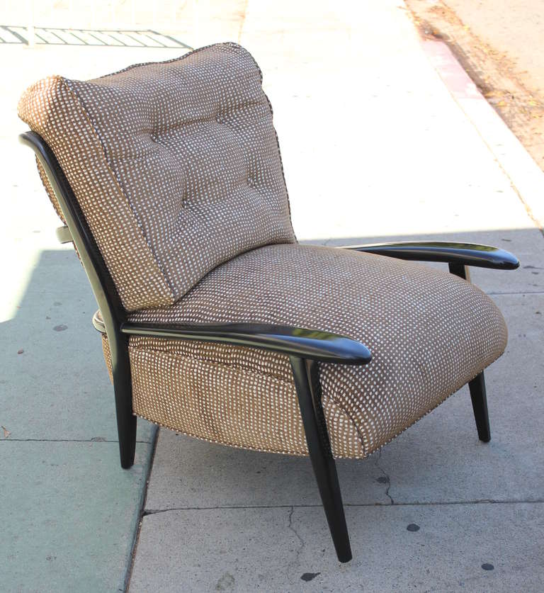 Fabric Pair of Custom Paul Laszlo Lounge Chairs