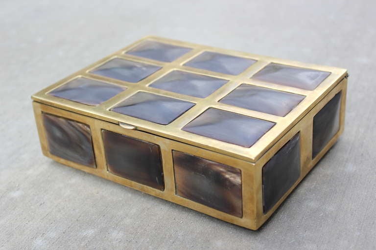 Brass Box with Horn Inlay at 1stdibs