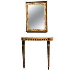 Palladio White Gold and Black Gesso Console and Mirror