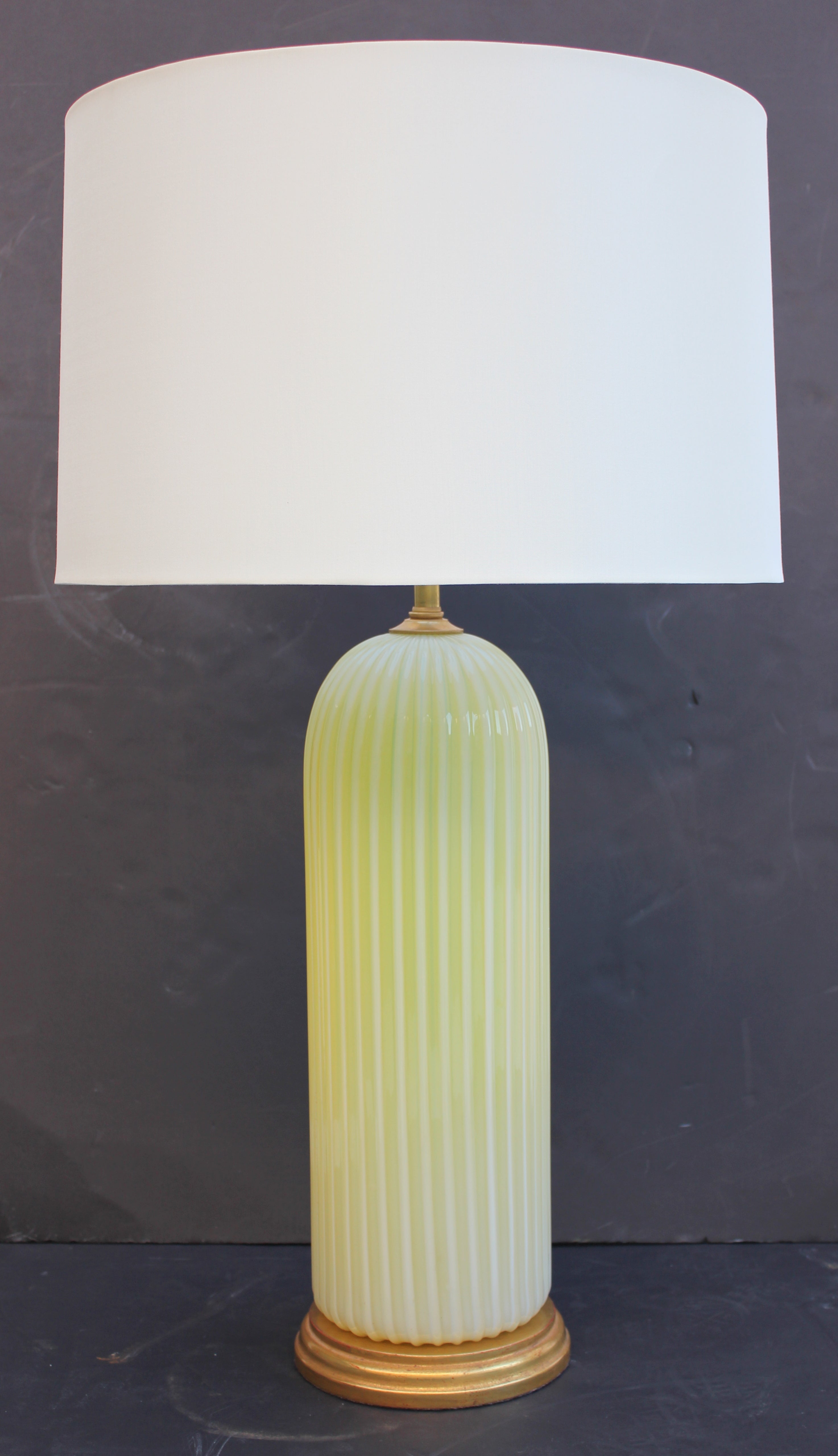 Large Citron Ribbed Seguso Lamp For Sale