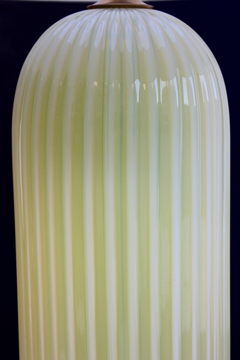 Large Citron Ribbed Seguso Lamp