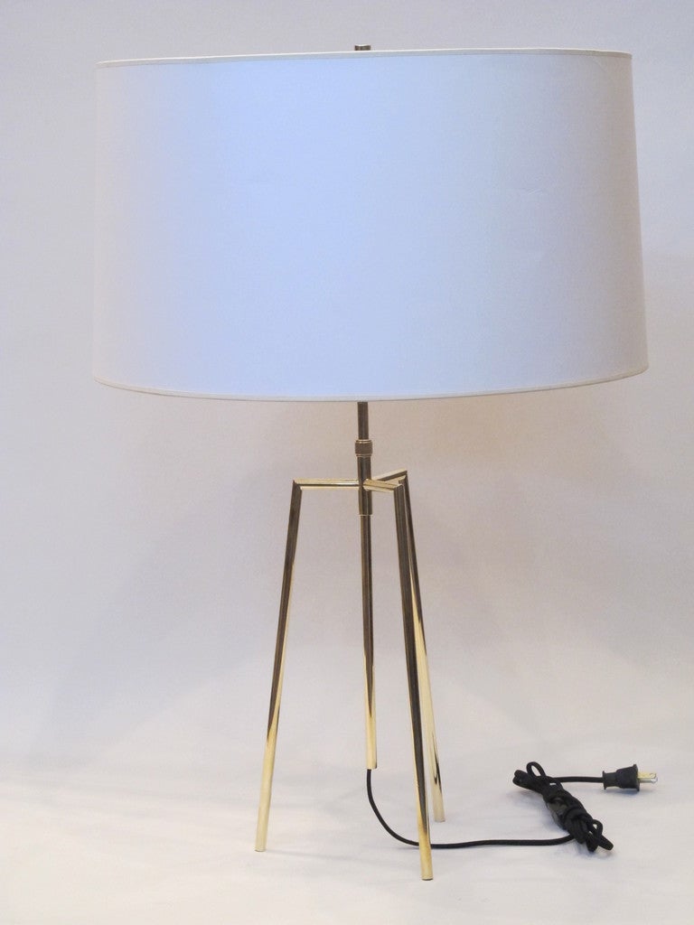 Adjustable Brass Tripod Table Lamp