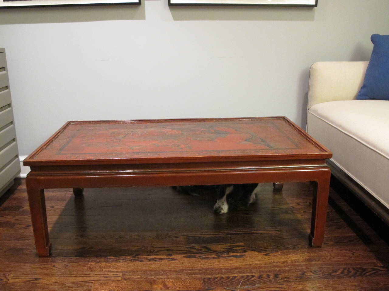 Early 20th Century Chinoiserie Red Lacquered Coffee Table