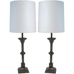 Pair of Silver Plated Candle Lamps
