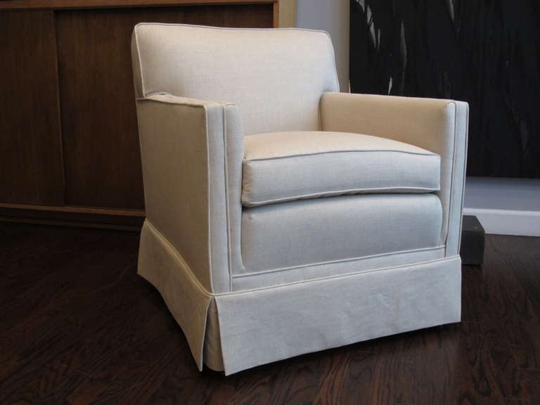 SIngle Armchair in Natural Linen For Sale at 1stDibs