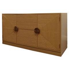 Vintage Lacquered Chest / Credenza with Raked-Grain Doors (2 Available)