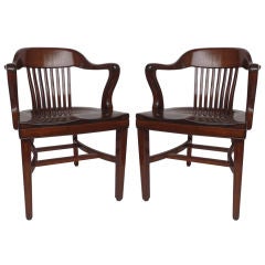 Vintage Pair of Mahogany Banker's Chairs
