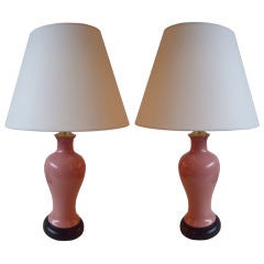 Pair of Pink Porcelain Table Lamps