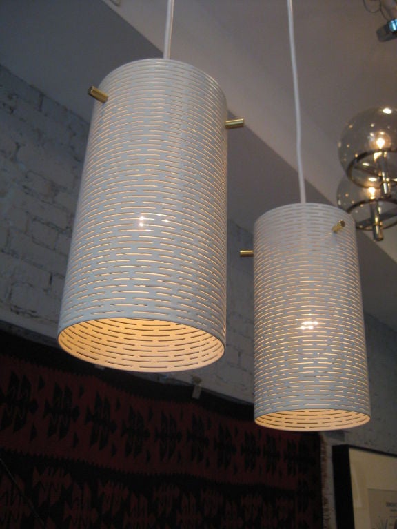 Perforated Steel Pendant Light by Lightolier For Sale 2