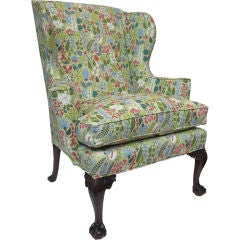 Colonial Revival Wing Chair in Stig Lindberg Fabric