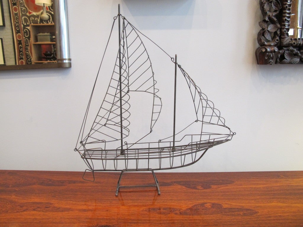 Wire Sailboat Sculpture at 1stdibs