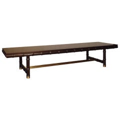 Long Dark Mahogany Faux-Bamboo Coffee Table