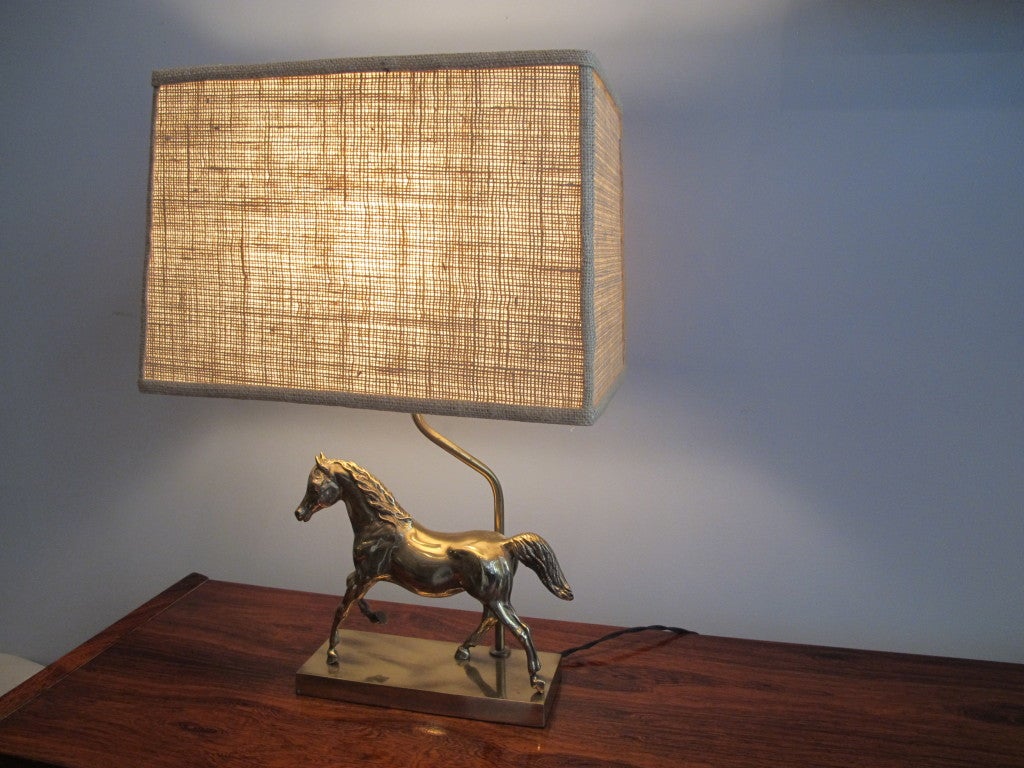 Brass Lamp with Sculpted Horse Base