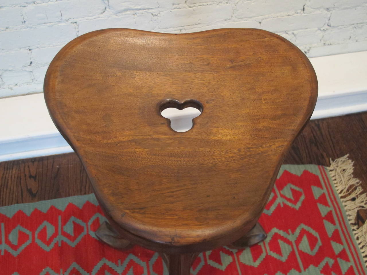 Late 19th Century Trefoil Counter Stool In Excellent Condition For Sale In New York, NY