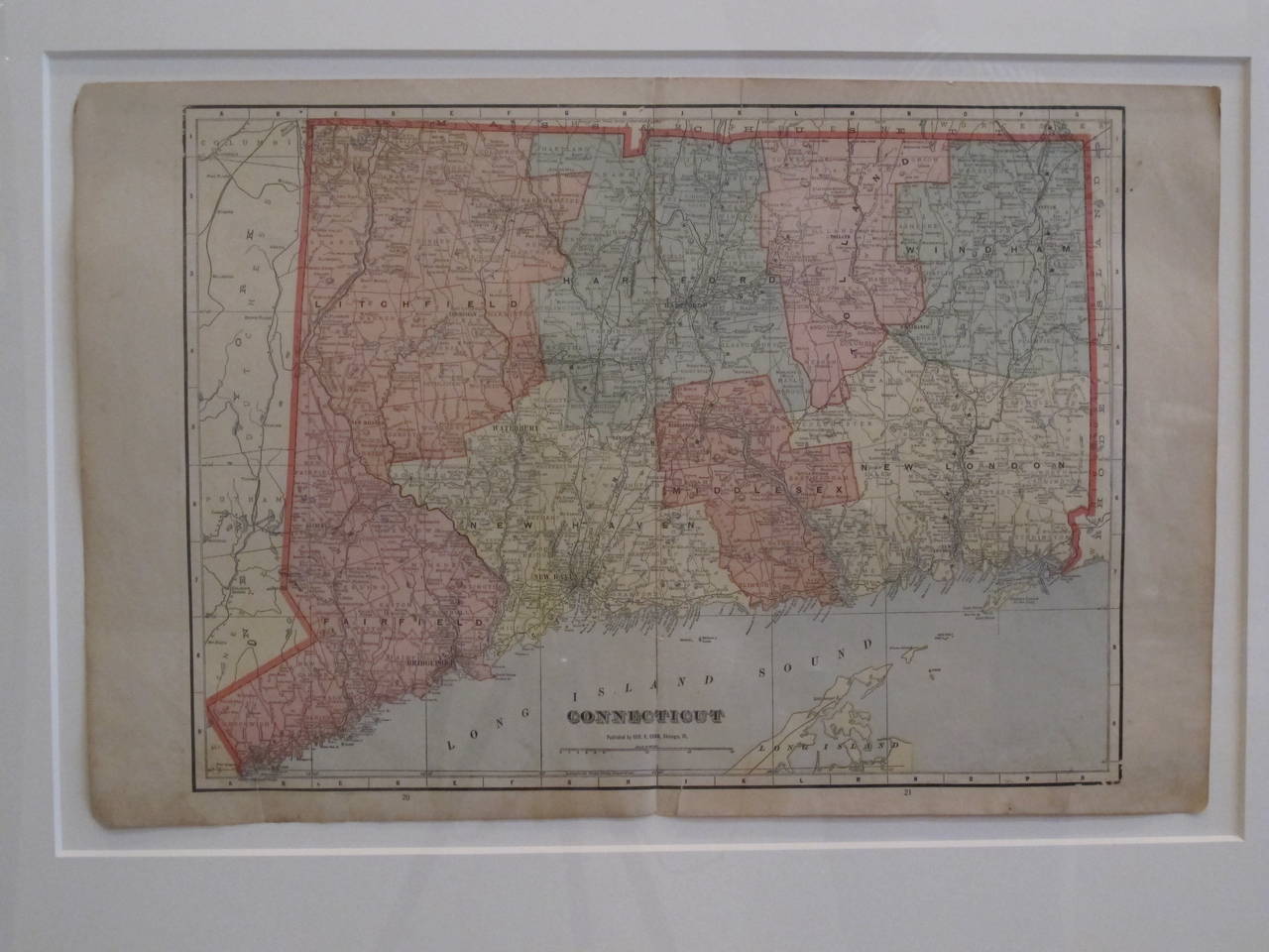 American Antique Map of Connecticut For Sale