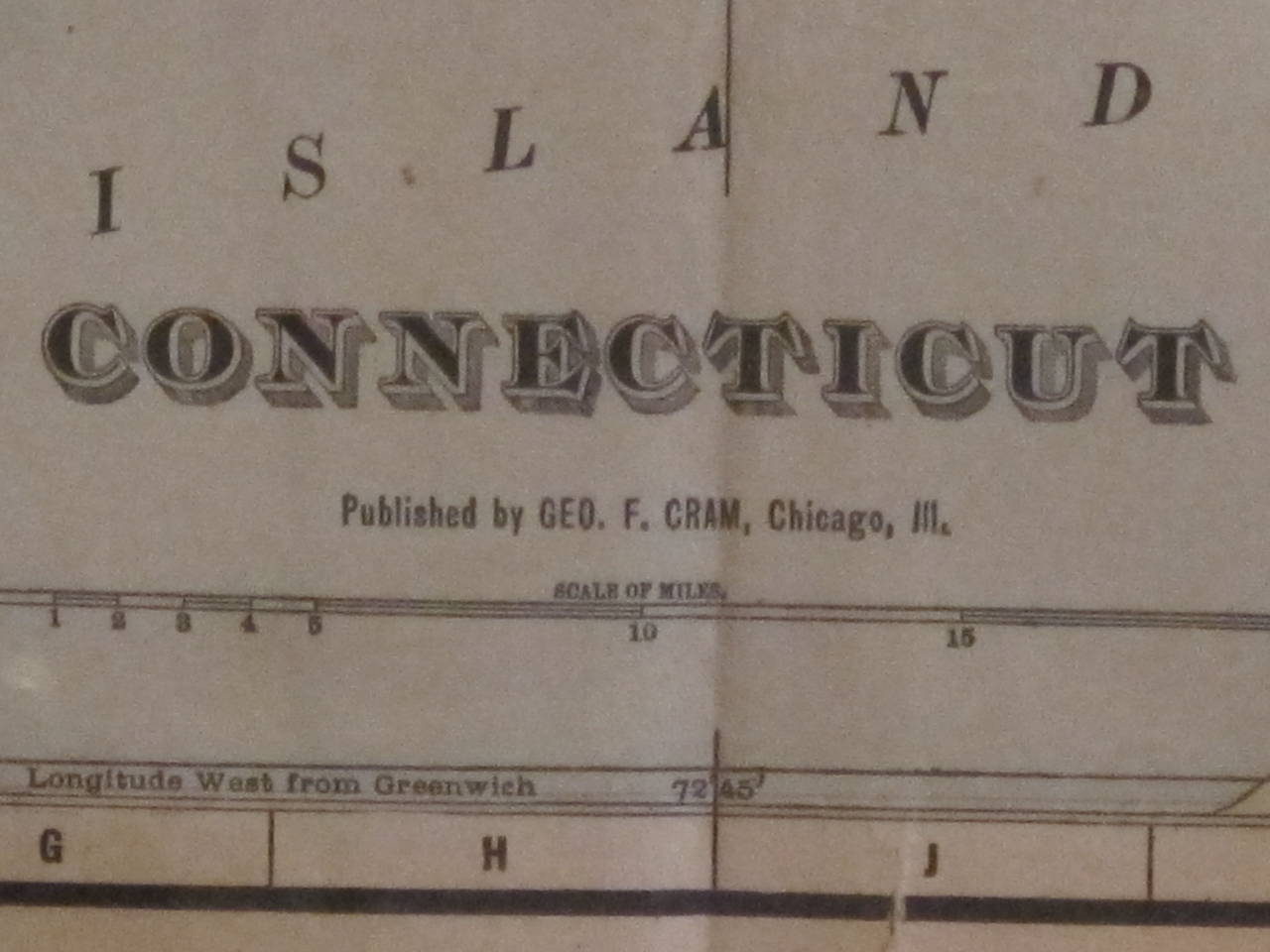 20th Century Antique Map of Connecticut For Sale
