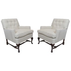 Vintage Pair of Queen Anne Style Armchairs