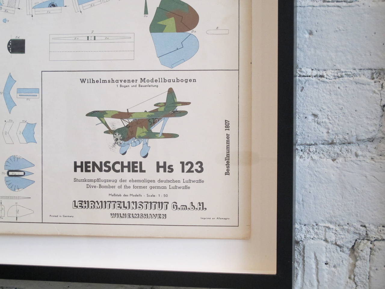 German Framed Vintage Airplane Model