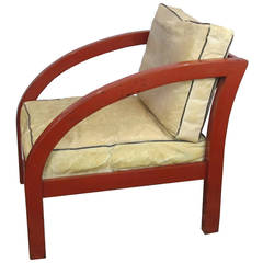Vintage Red Lacquered "D" Armchair by Modernage