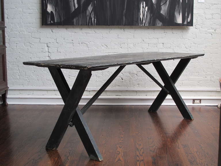 Folk Art Early 20th Century Trestle Table