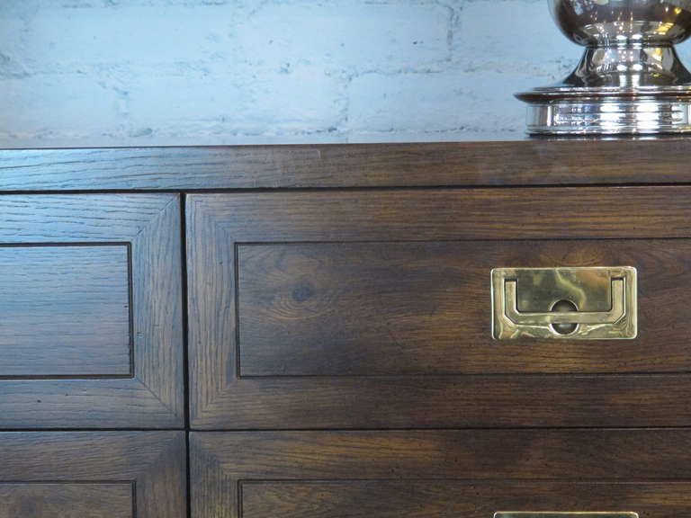 Late 20th Century Campaign Style Chest of Drawers