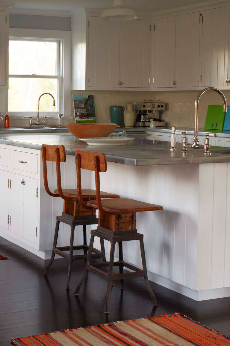 Mid-20th Century Pair of Industrial Steel and Maple Adjustable Counter Stools